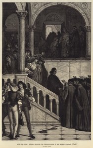 After the Trial, Antonio receiving the Congratulations of his Friends, Merchant of Venice by Henry Wallis